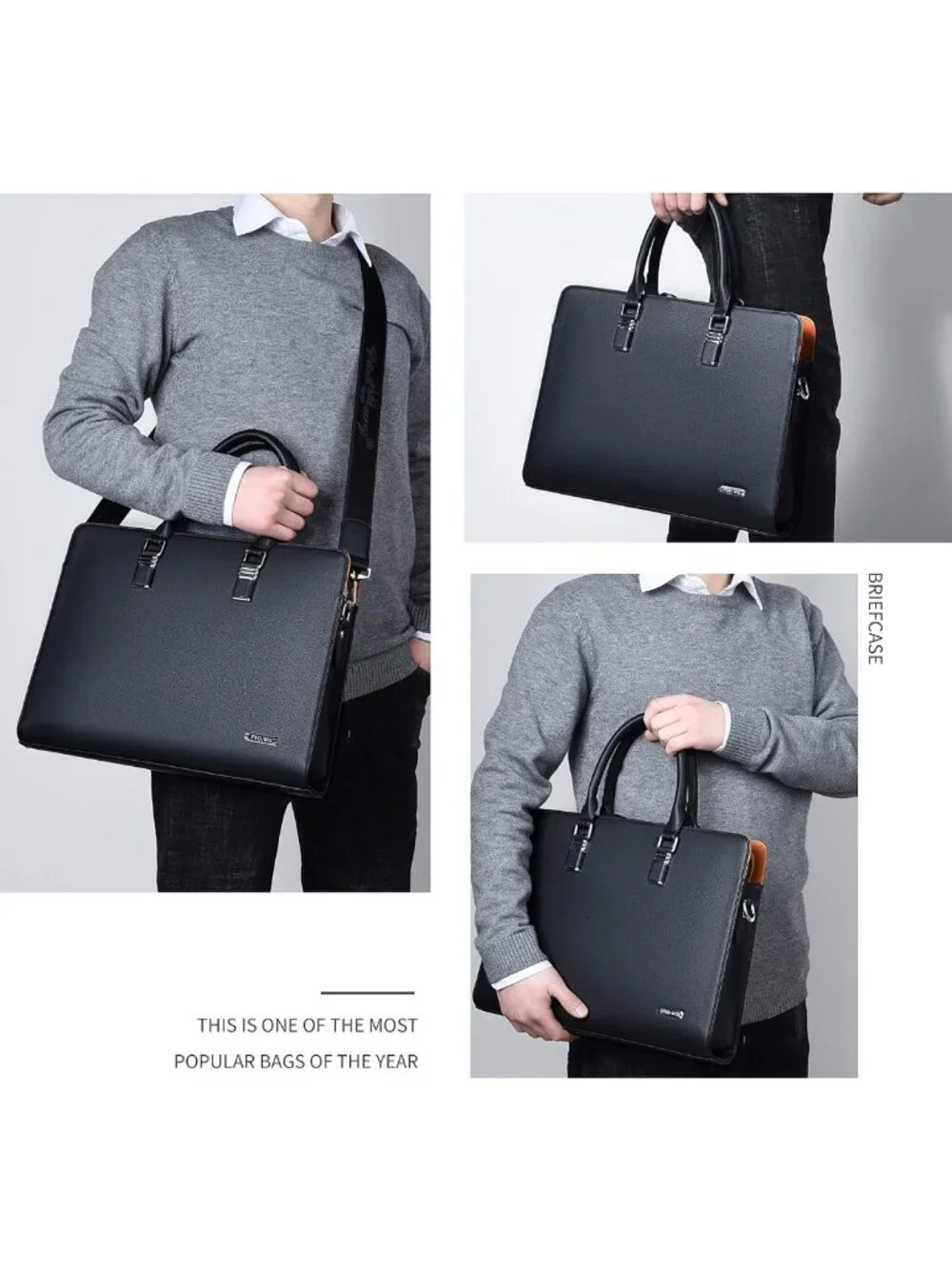 Stylish Leather Briefcase for Men | Versatile Laptop Shoulder Bag | Business